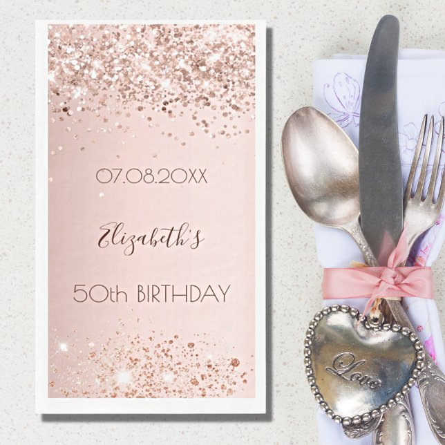 Birthday party rose gold confetti paper guest towels (Creator Uploaded)