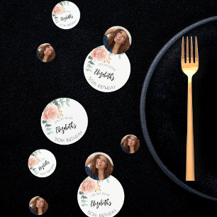 Birthday party rose gold flower photo confetti