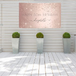 Birthday party rose gold glitter dust name glam banner<br><div class="desc">A banner for a girly and glamorous 30th (or any age) birthday party. A faux rose gold metallic looking background with faux glitter dust. Personalize and add a name and age 30. The name is written in gray with a modern hand lettered style script with swashes. Perfect both as a...</div>