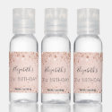 Birthday party rose gold glitter dust name hand sanitizer