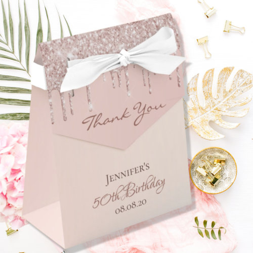 Birthday Party rose gold glitter glam thank you