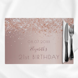 Birthday party rose gold glitter paper placemat