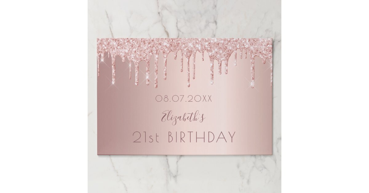 Birthday party rose gold glitter paper placemat