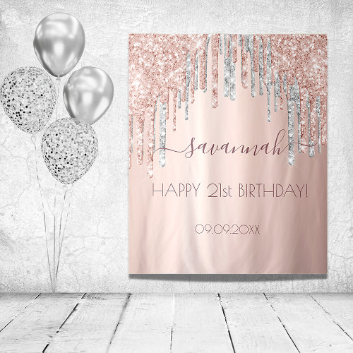 Birthday party rose gold glitter pink silver