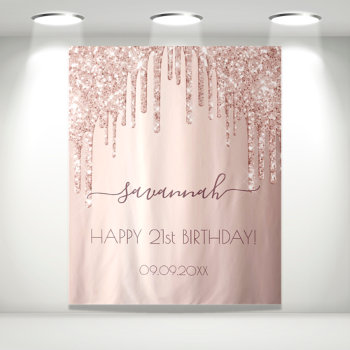Birthday Party Rose Gold Glitter Pink Sparkle Glam Tapestry by Thunes at Zazzle