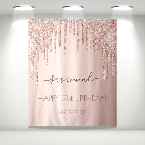 Birthday party rose gold glitter pink sparkle glam