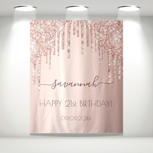 Birthday party rose gold glitter pink sparkle glam tapestry