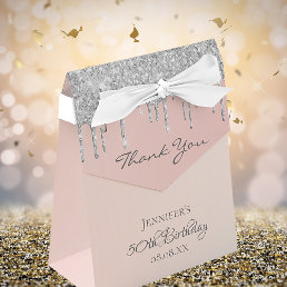 Birthday Party rose gold glitter silver thank you Favor Boxes