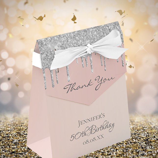 Birthday Party rose gold glitter silver thank you Favor Boxes (Creator Uploaded)