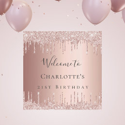 Birthday party rose gold glitter welcome foam board