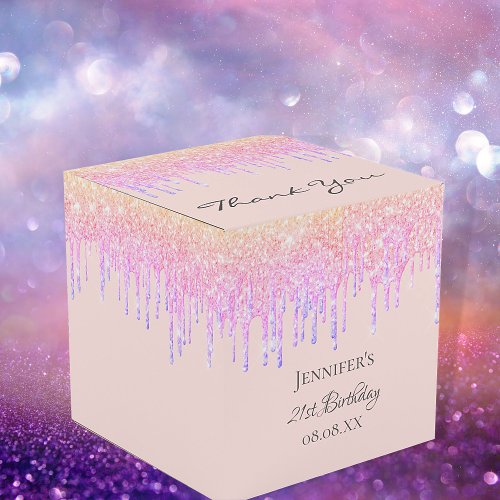 Birthday party rose gold holographic sparkles favor boxes