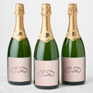 Birthday party rose gold monogram initials simple sparkling wine label