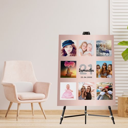 Birthday party rose gold photo collage foam board