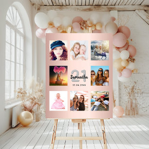 Birthday party rose gold photo collage foam board