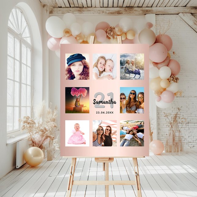 Birthday party rose gold photo collage foam board (Creator Uploaded)