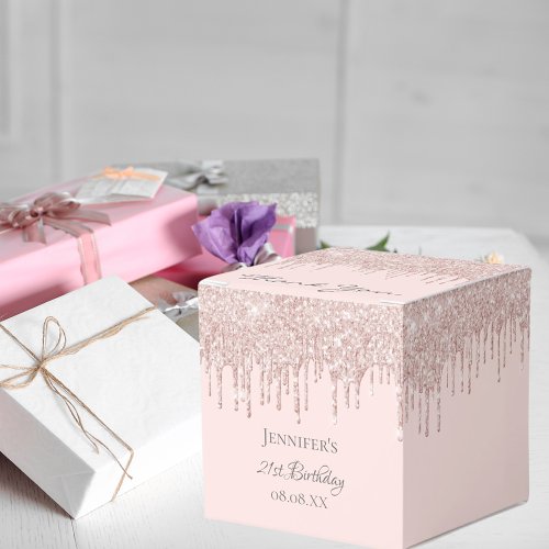 Birthday party rose gold pink drips favor boxes