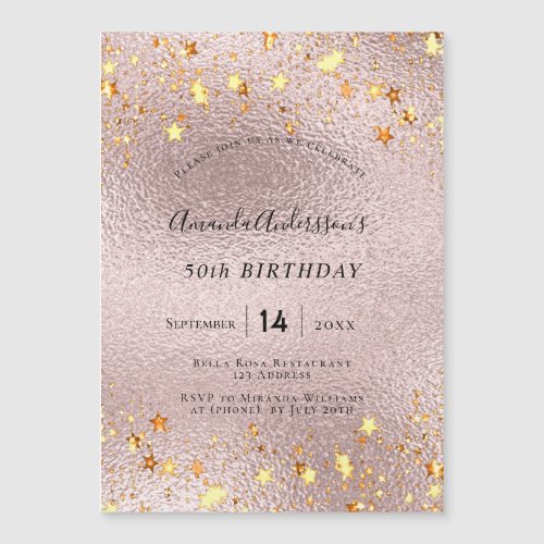 Birthday party rose gold pink foil stars modern