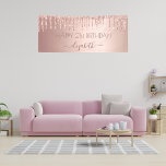 Birthday party rose gold pink glitter drips banner<br><div class="desc">A banner for a girly and glamorous 21st (or any age) birthday party. A rose gold, pink background with rose gold faux glitter drips, paint dripping look. The text: Personalize and add a name written in dark rose gold with a large modern hand lettered style script. Perfect both as a...</div>