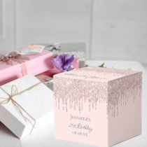 Birthday party rose gold pink glitter drips favor boxes