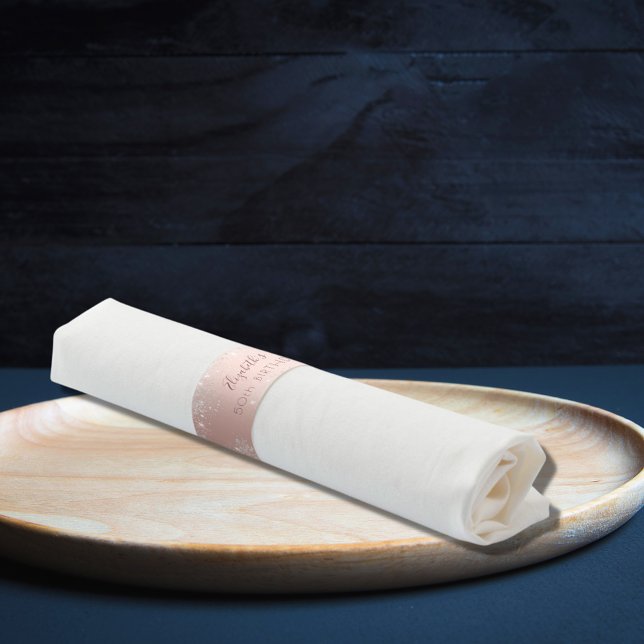 Birthday party rose gold pink glitter dust silver  napkin bands (Creator Uploaded)