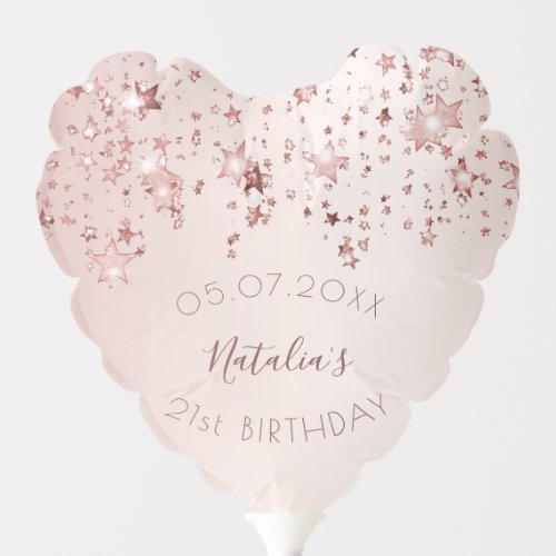 Birthday party rose gold pink stars glam balloon