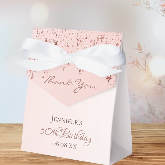 Birthday Party rose gold pink stars thank you Favor Boxes (Creator Uploaded)