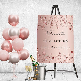 Birthday party rose gold pink stars welcome foam board