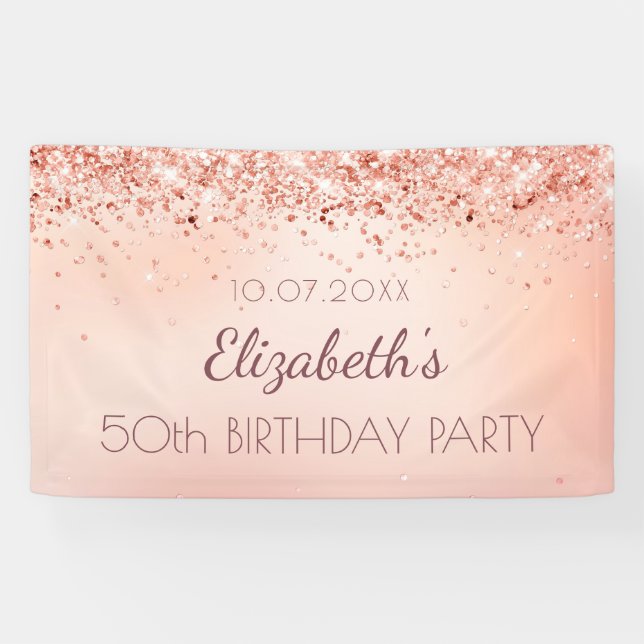 Birthday party rose gold pink welcome sign (Horizontal)