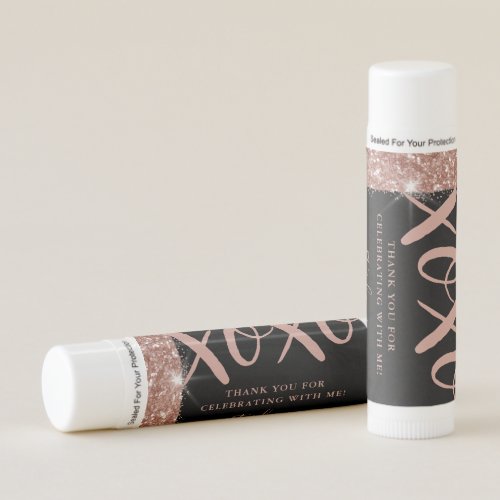 Birthday Party Rose Gold Pink XOXO Personalized Lip Balm