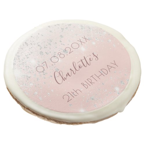 Birthday party rose gold silver glitter blush pink sugar cookie