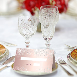Birthday party rose gold silver glitter pink  place card