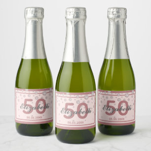 Birthday party rose gold sparkle diamonds sparkling wine label