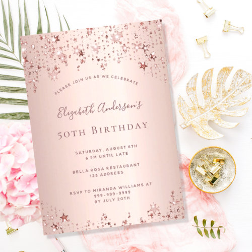 Birthday party rose gold stars glamorous