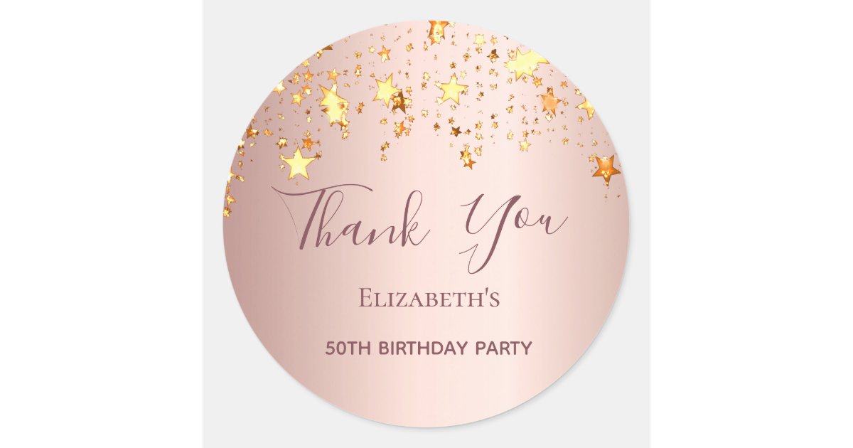 50 and Fabulous Rose Gold Glam 50th Birthday Party Classic Round Sticker, Zazzle