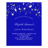 Birthday party royal blue stars budget invitation flyer (Front)