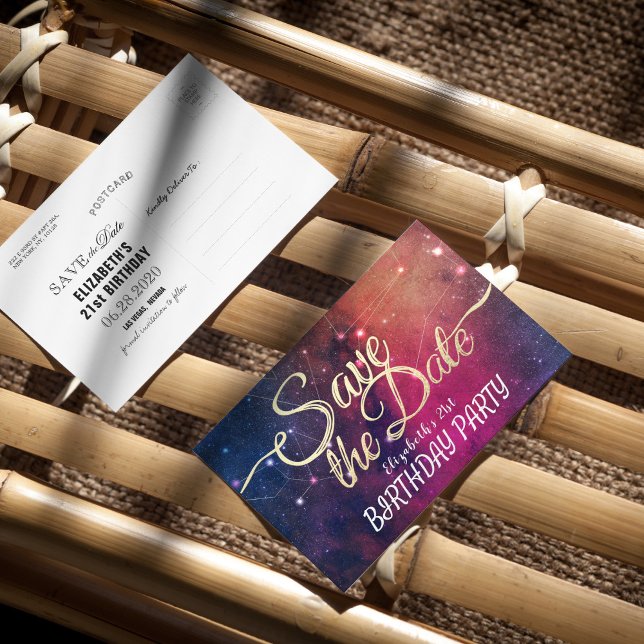 Birthday Party Save The Date Galaxy Stars Nebula Invitation Postcard (Creator Uploaded)