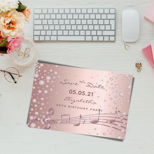Birthday Party Save the Date rose gold glam Postcard