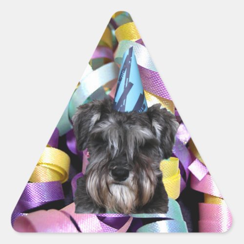 Birthday Party Schnauzer Ribbon Behind Stickers