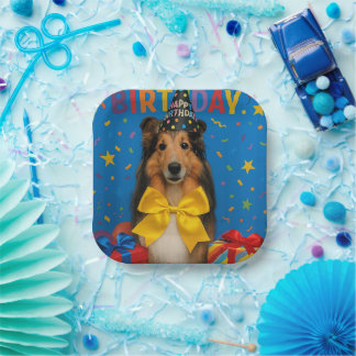 Birthday Party Sheltie Paper Plates