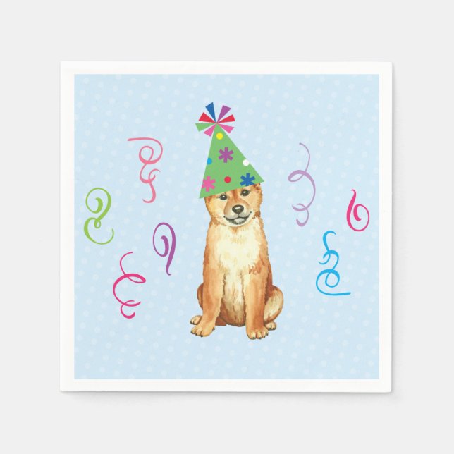 Birthday Party Shiba Inu Napkins (Front)