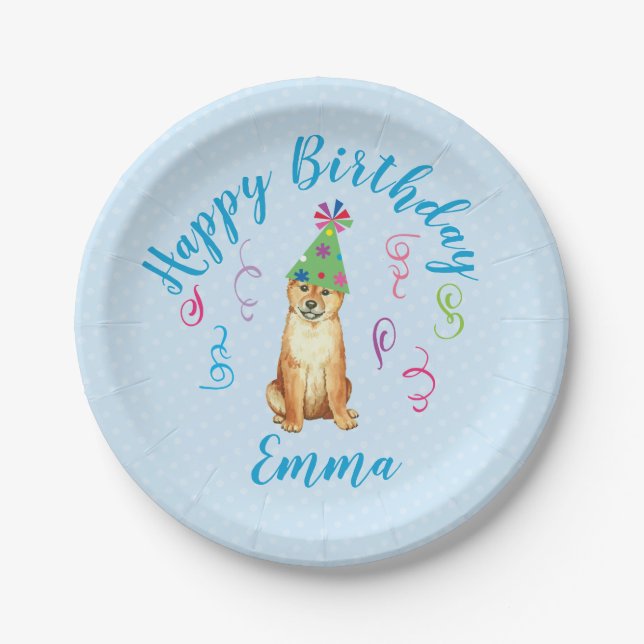 Birthday Party Shiba Inu Paper Plates (Front)
