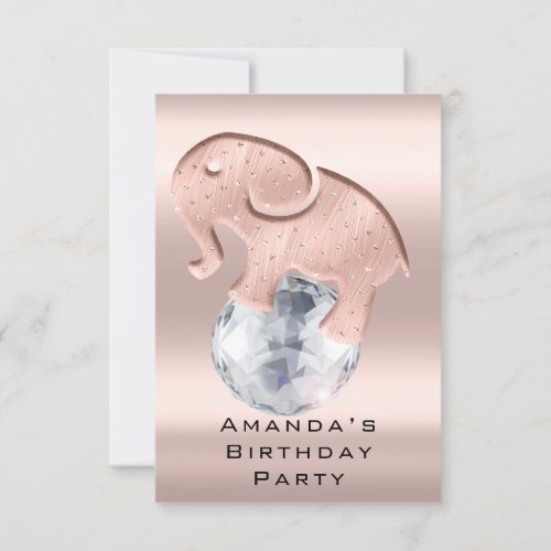 Birthday Party Shower Rose  Elephant Girl Boy Invitation