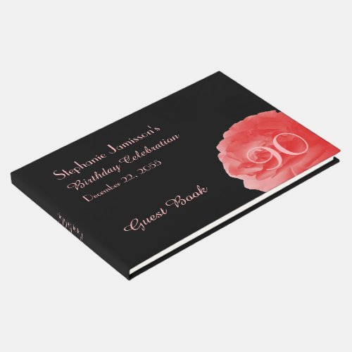 Birthday Party Sign_In Book Coral Pink Rose Guest Book