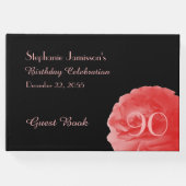 Birthday Party Sign-In Book, Coral Pink Rose Guest Book (Front)