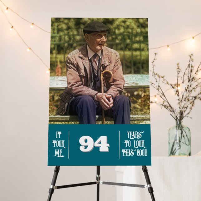 Birthday Party Sign With Photo For Any Age (In Situ (Stand))