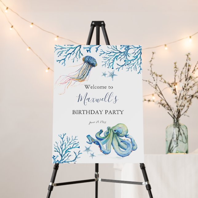 Birthday Party Signs For Kids Under the Sea Theme (In Situ (Stand))