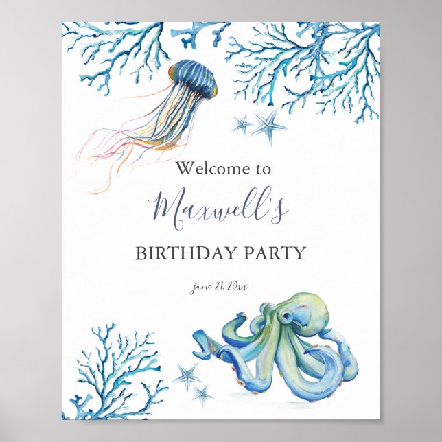 Birthday Party Signs Under The Sea Posters (Front)