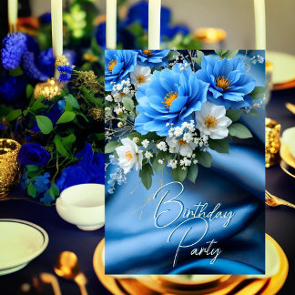 Birthday Party Silk Blue Flowers baby breath Invitation