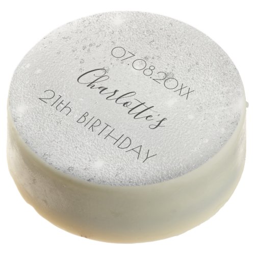 Birthday party silver glitter dust name  chocolate covered oreo