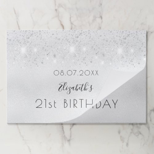 Birthday party silver glitter dust paper placemat
